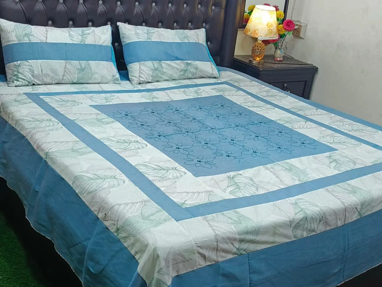 Light Blue Patch Work Bedsheet