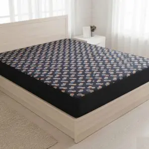Black printed quilted waterproof mattress cover king size