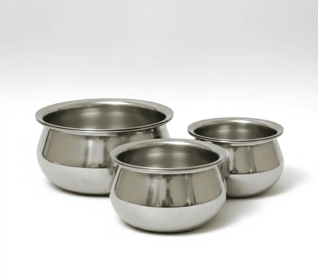 Silver steel 3 piece degchi set