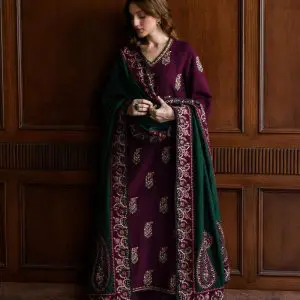 BATIK – 3pc Dhanak Winter Suit with Embroidery (Code 7281)