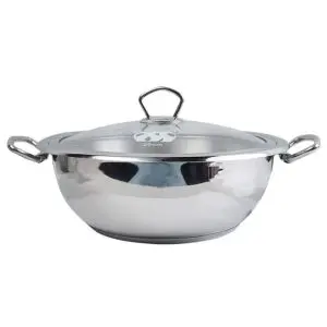 Alpha Stainless Steel Karahi Pot 26CM with Glass Lid Heavy Quality