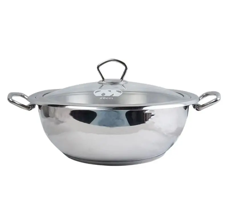 Alpha Stainless Steel Karahi Pot 26CM with Glass Lid Heavy Quality