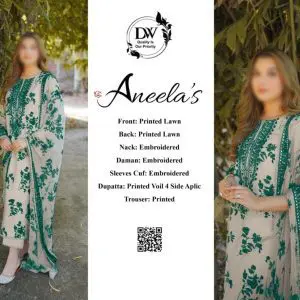 ANEELAS Brand New Premium Lawn 3PC Unstitched Suit 2026