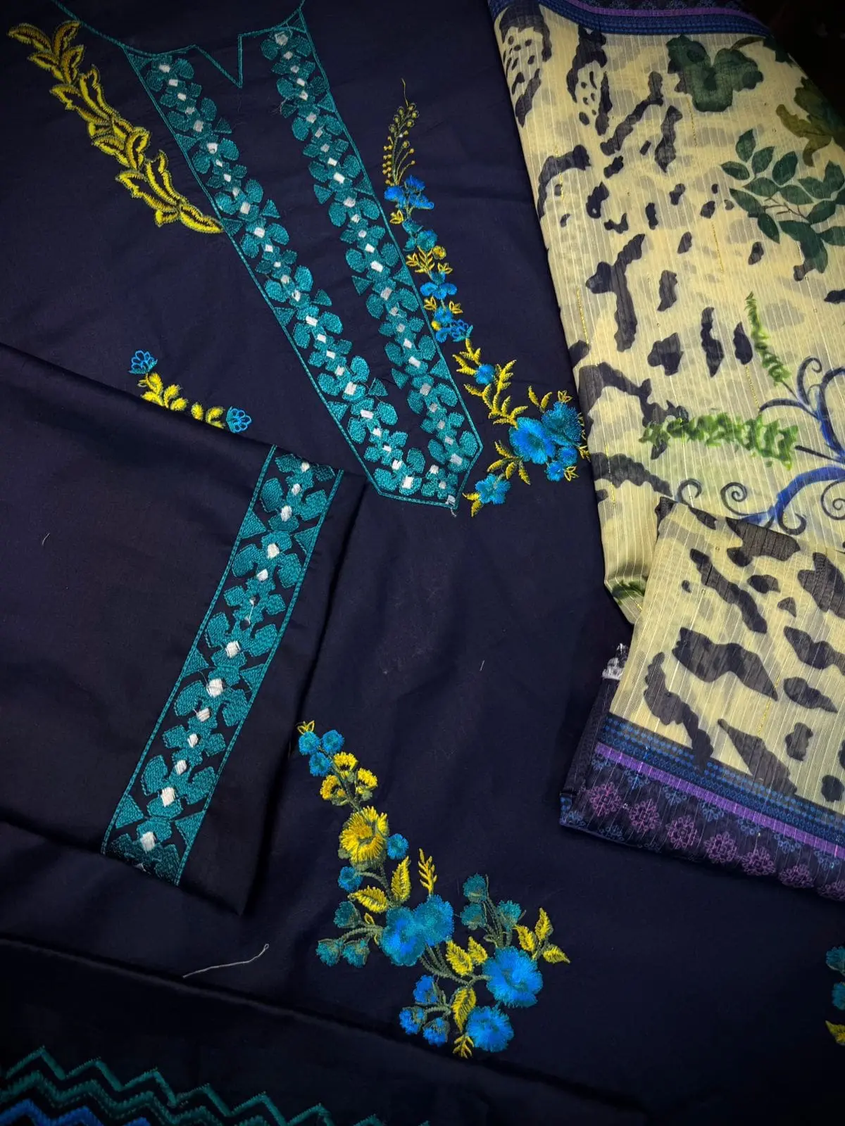 Charizma 3PC Embroidered Lawn Suit with Slub Monark Dupatta - Image 2