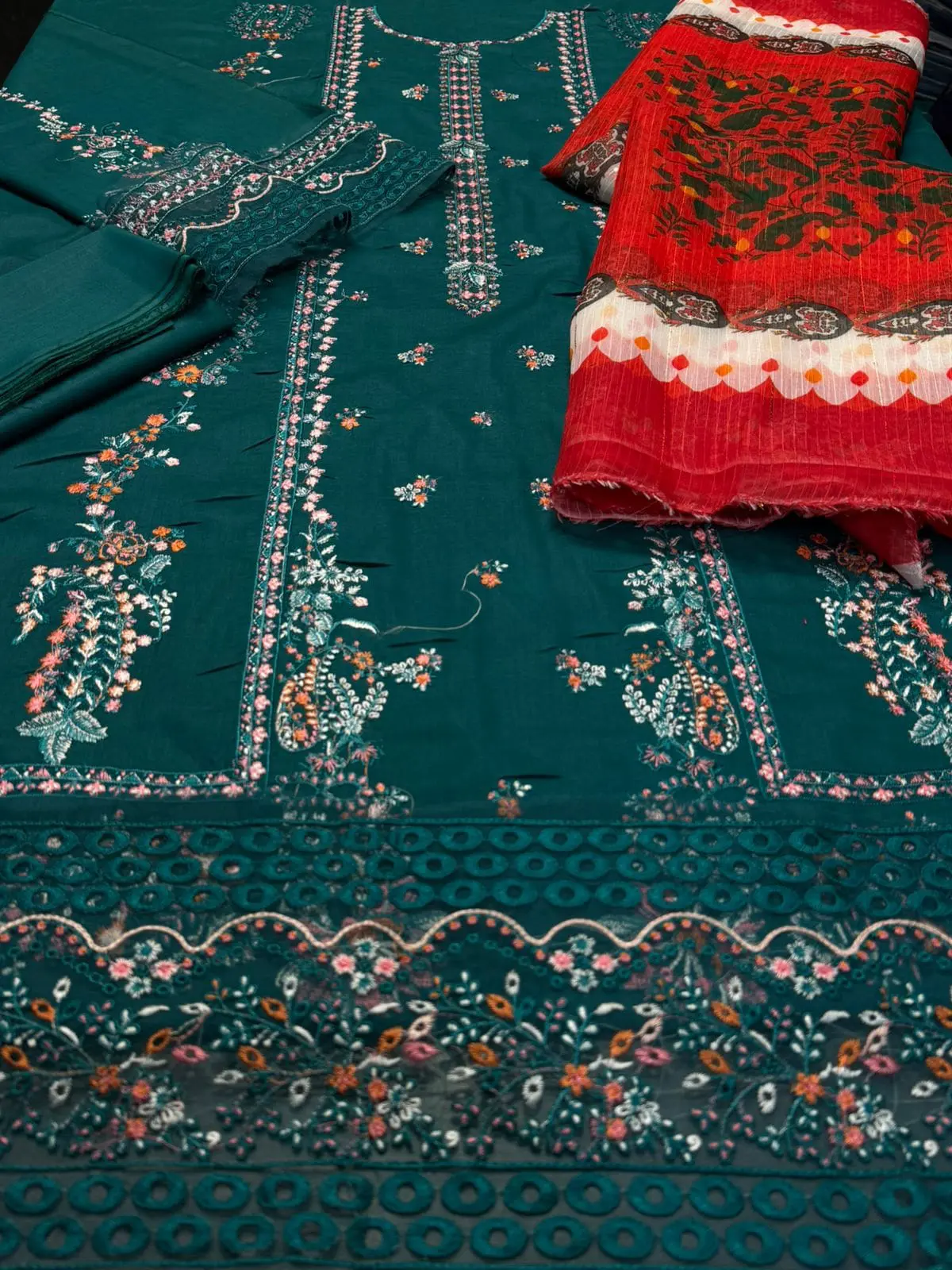 Hussain Rehar 3 Piece Embroidered Lawn Suit with Dupatta - Image 5