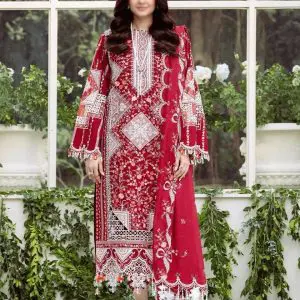BIN ILYAAS 3PC Embroidered Lawn Suit with Chiffon Dupatta