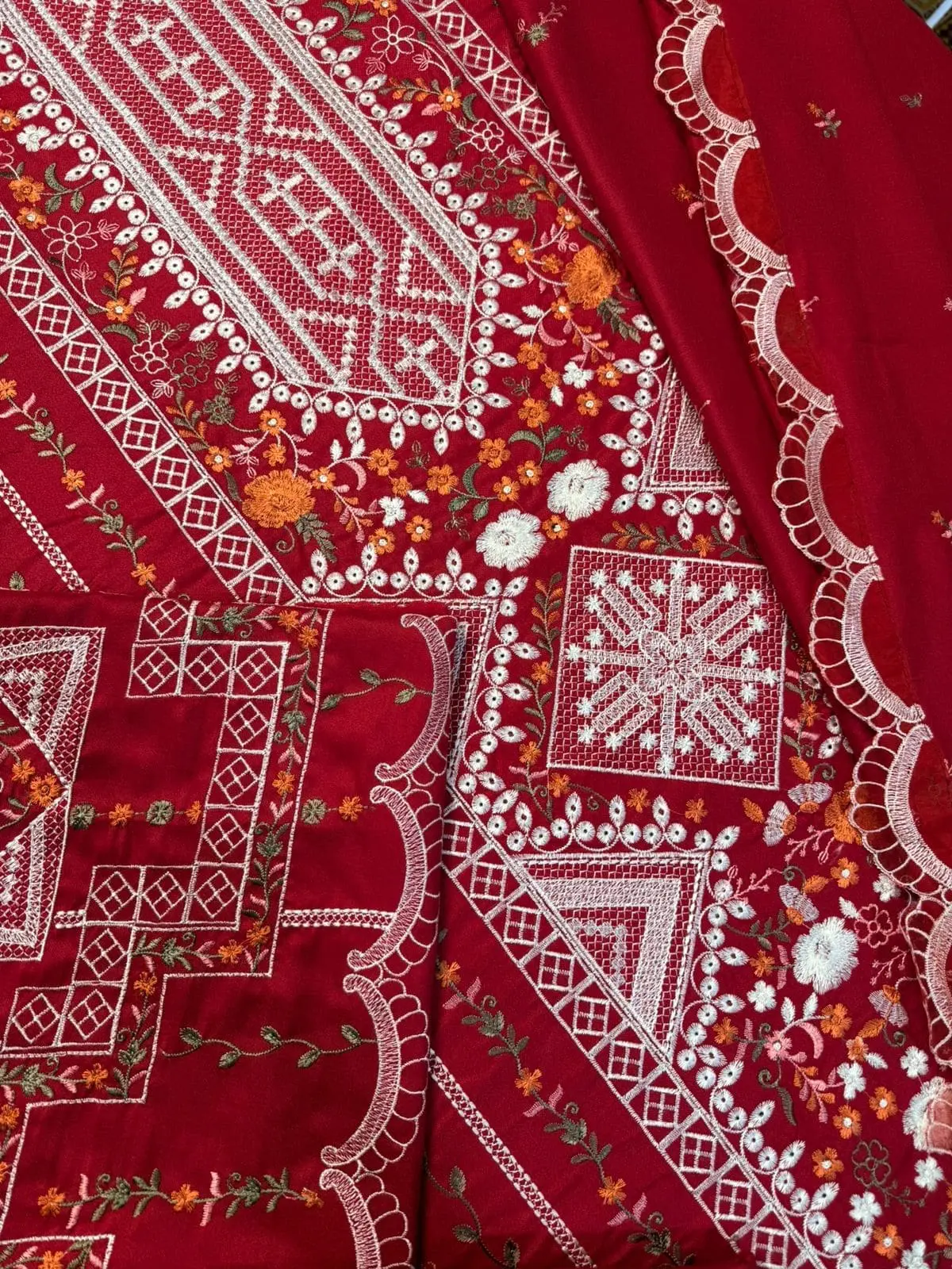 BIN ILYAAS 3PC Embroidered Lawn Suit with Chiffon Dupatta - Image 4