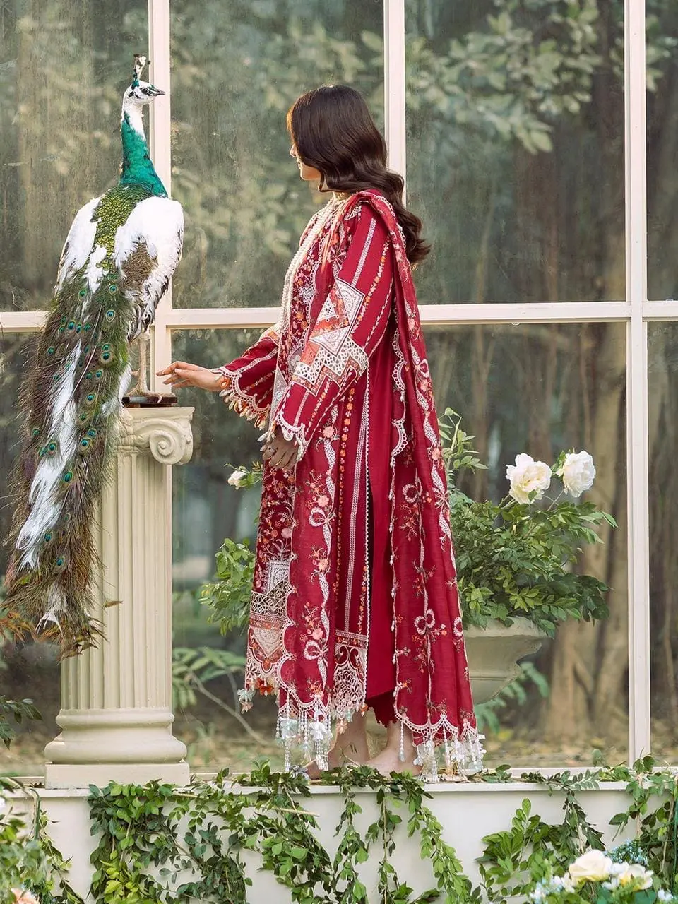 BIN ILYAAS 3PC Embroidered Lawn Suit with Chiffon Dupatta - Image 3