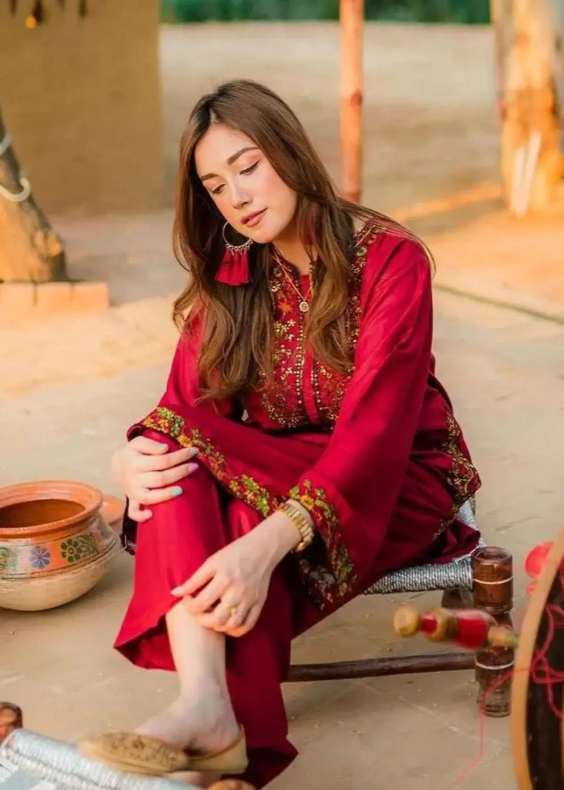 LAAM 2 Piece Embroidered Lawn Suit Red Wedding Collection - Image 3