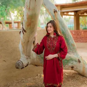 LAAM 2 Piece Embroidered Lawn Suit Red Wedding Collection