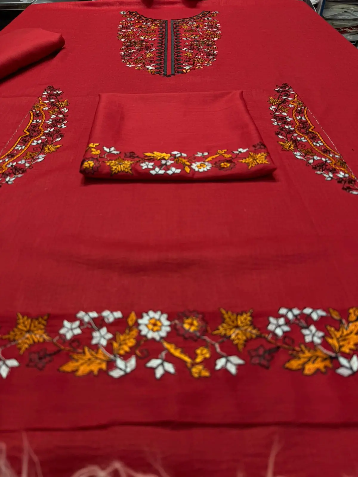 LAAM 2 Piece Embroidered Lawn Suit Red Wedding Collection - Image 5