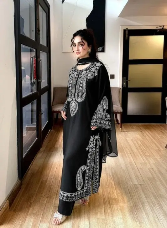 Mirana 3 Piece Embroidered Lawn Suit Bamber Lace Dupatta