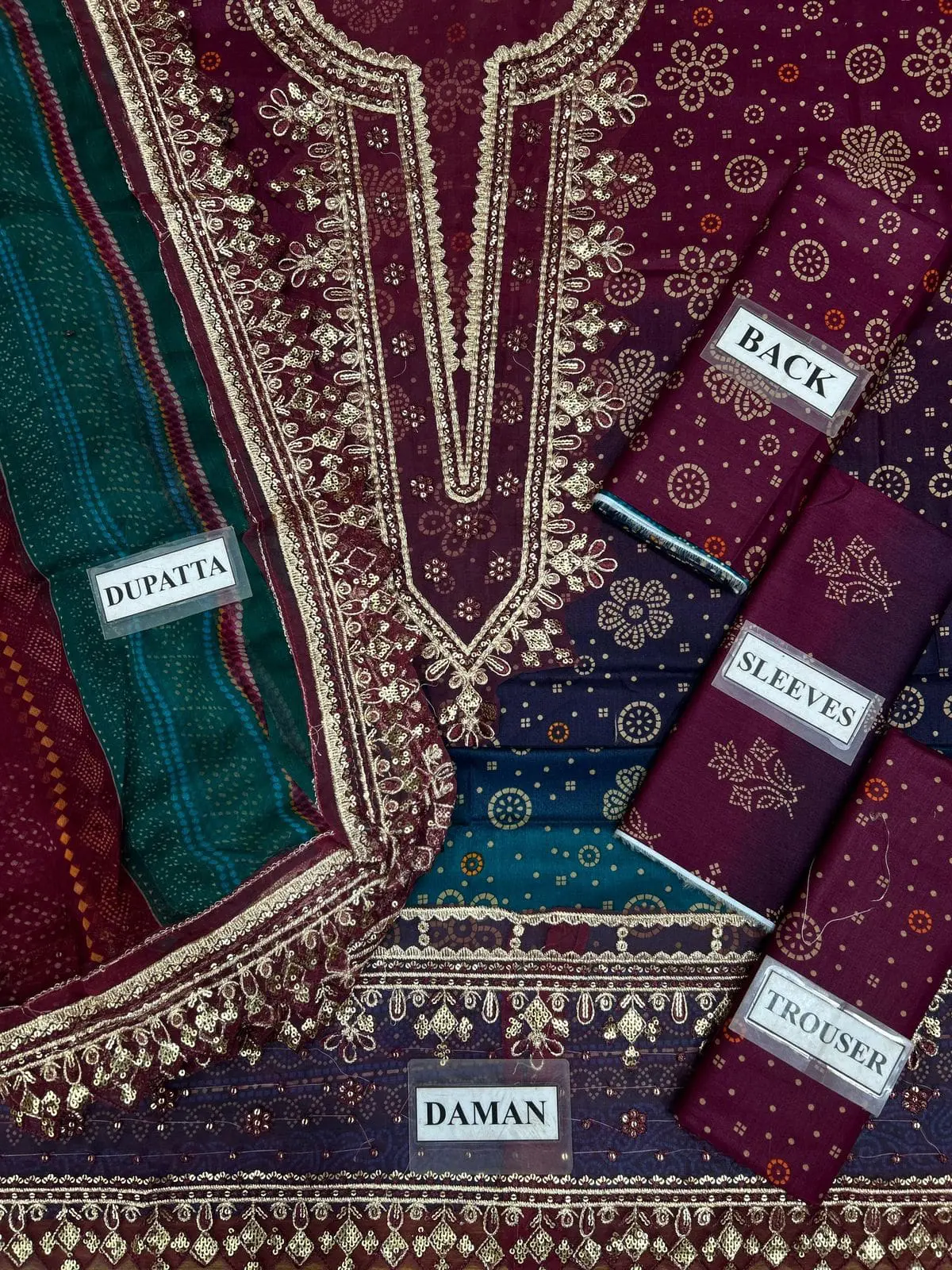 Nureh 3 Piece Printed Lawn Suit With Chiffon Dupatta - Image 7
