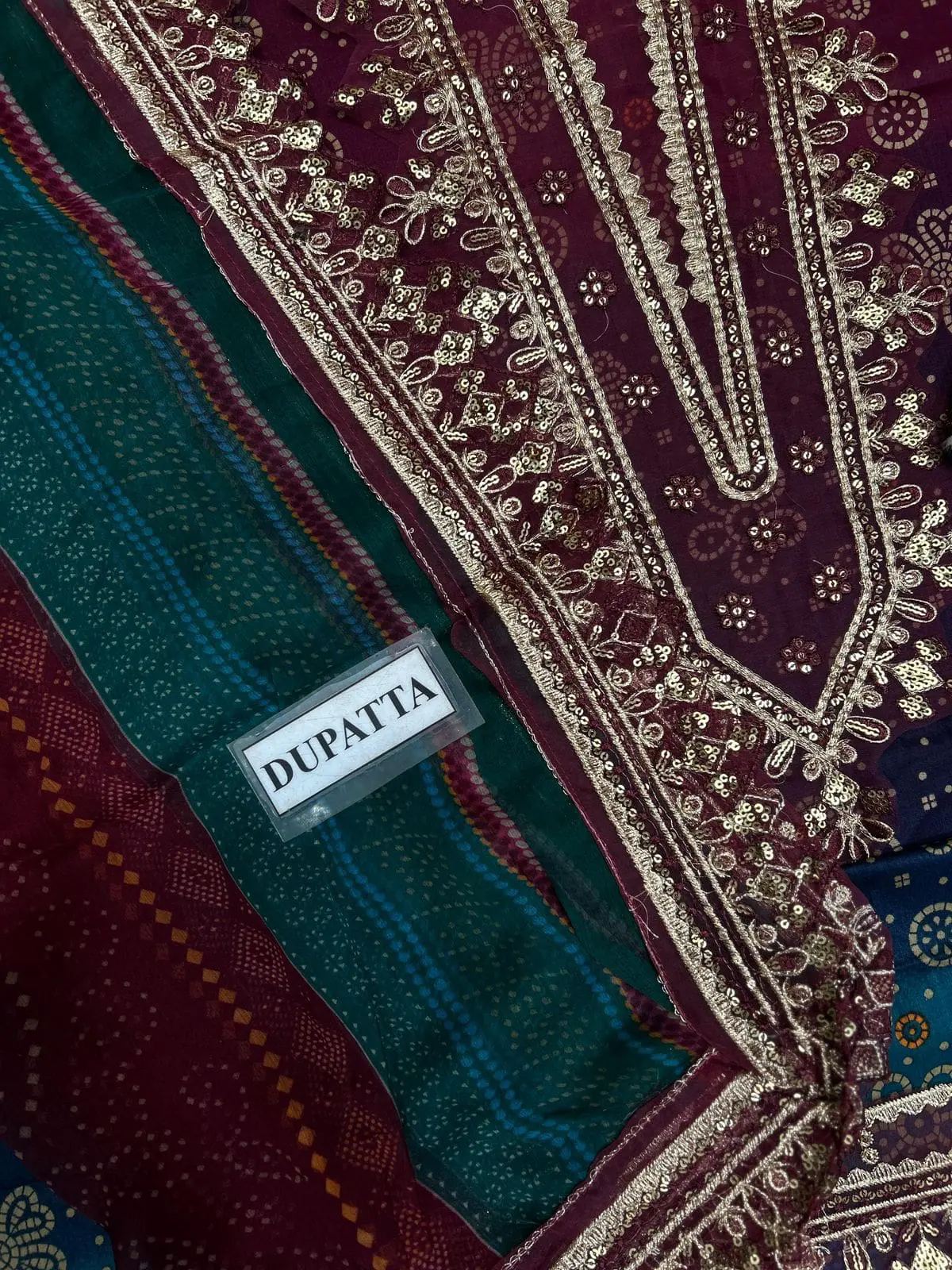 Nureh 3 Piece Printed Lawn Suit With Chiffon Dupatta - Image 3