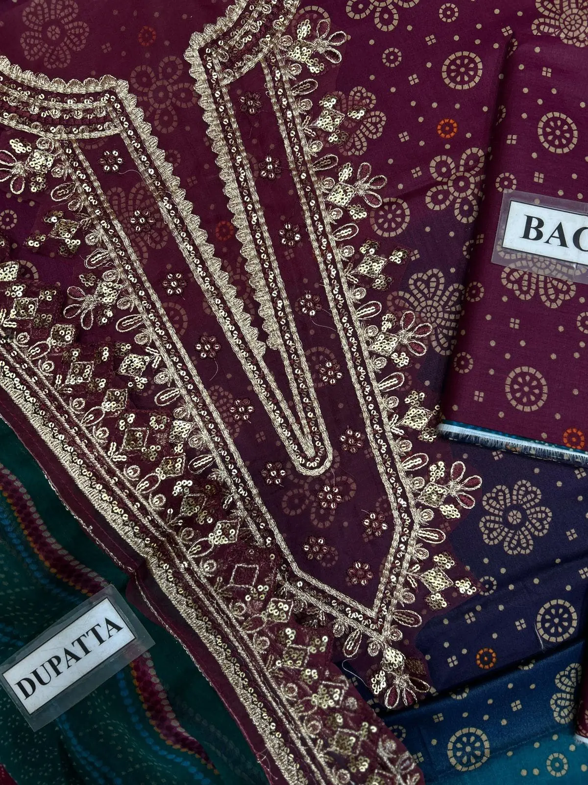 Nureh 3 Piece Printed Lawn Suit With Chiffon Dupatta - Image 2