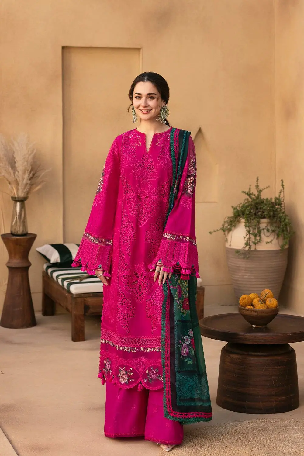Saira Rizwan 3 Piece Embroidered Lawn Suit Slub Monark Dupatta