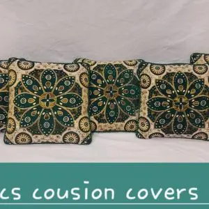 5 Pcs Zinc Velvet Jacquard Cushion Covers Set With Zip Closure