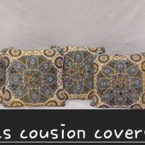5 Pcs Grey Velvet Jacquard Cushion Covers Set With Zip Closure
