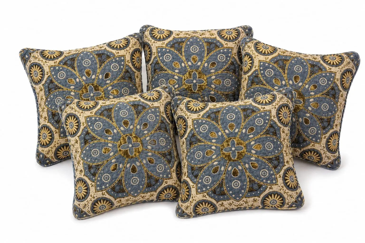 5 Pcs Grey Velvet Jacquard Cushion Covers Set With Zip Closure - Image 2