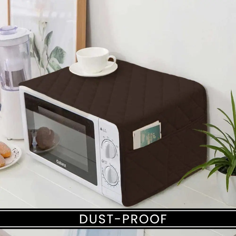 Microwave Oven Dustproof Cover Fabric With Storage Pockets - Image 3
