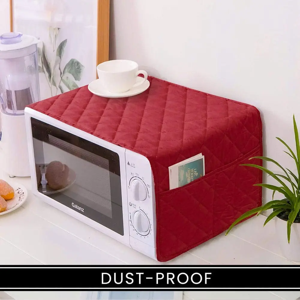 Microwave Oven Dustproof Cover Fabric With Storage Pockets - Image 4