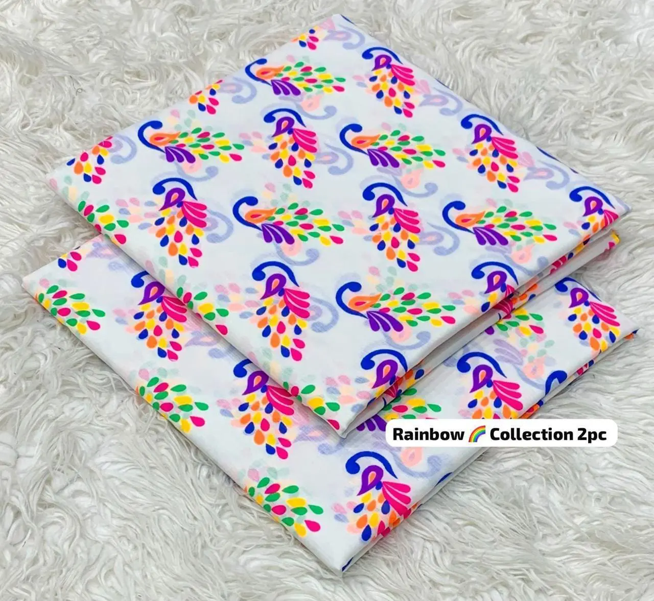 Rainbow 2 Piece Printed Lawn Suit Trendy Summer Collection - Image 22