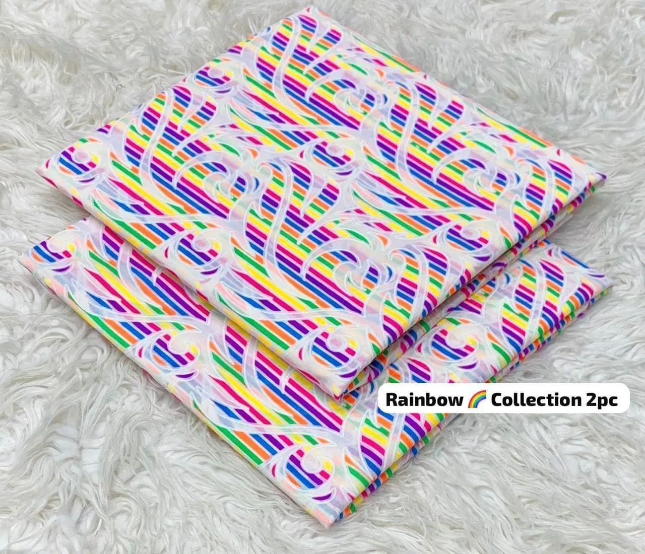 Rainbow 2 Piece Printed Lawn Suit Trendy Summer Collection - Image 13