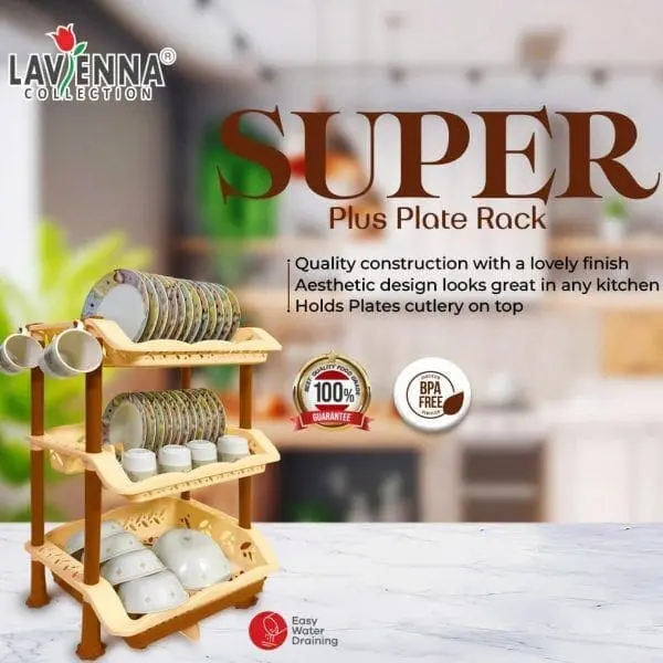 Super 3 Tier Plate Rack Kitchen Dish Organizer - Image 2