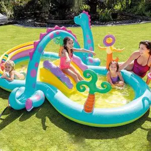 Intex Dino Land Play Center Kids Inflatable Pool 10.5ft with Slide