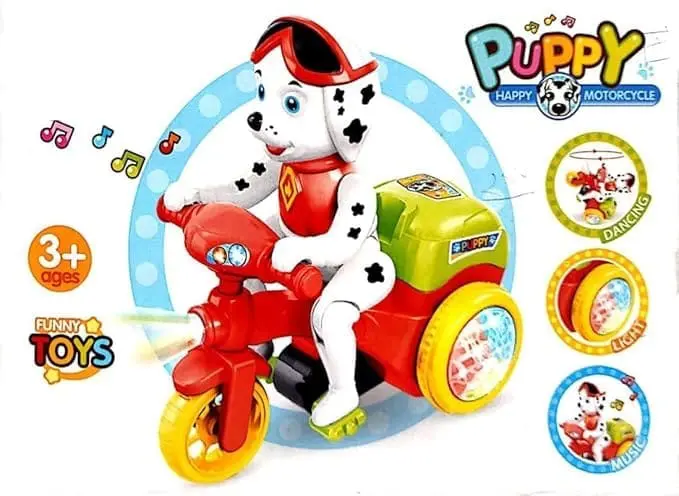 Battery Operated Puppy Happy Motorcycle Toy with Lights - Image 2