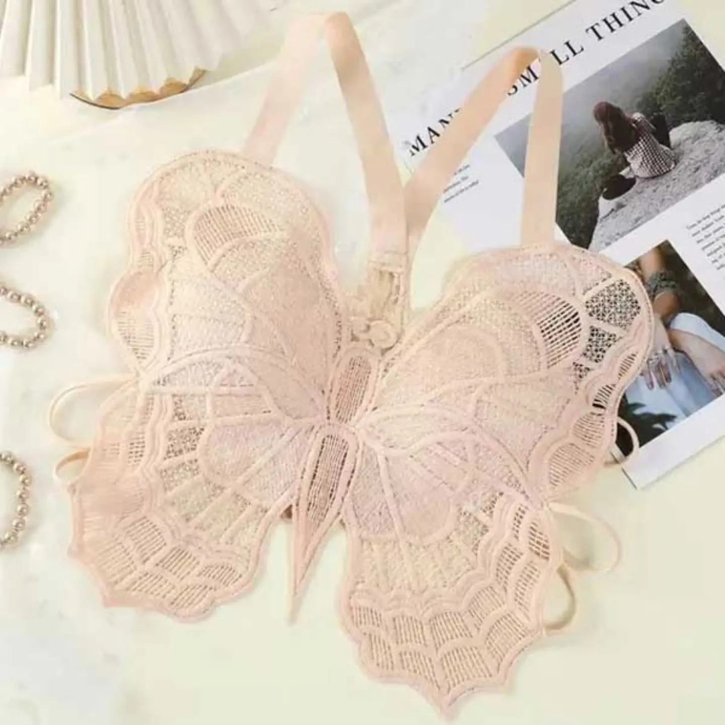 Butterfly Backless Light Padded Lace Fashion Bra for Women - Image 8