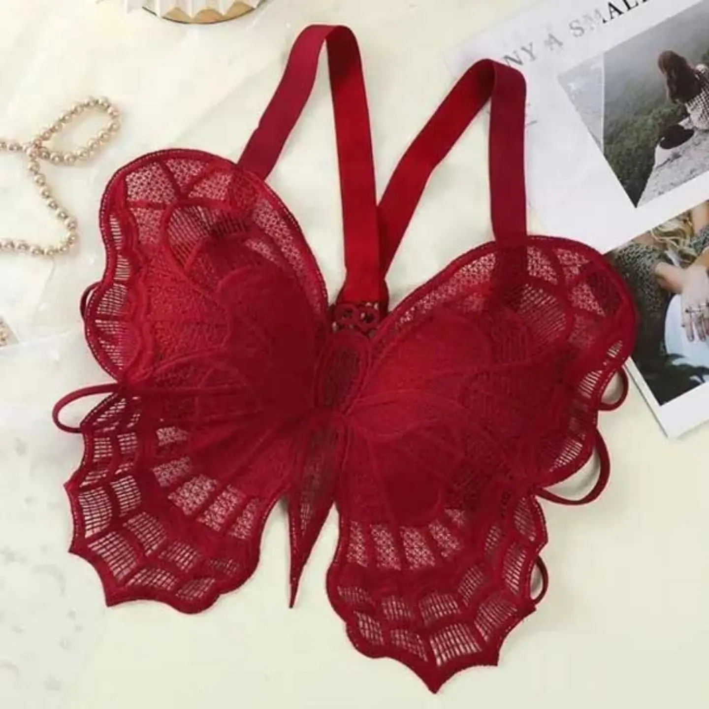 Butterfly Backless Light Padded Lace Fashion Bra for Women - Image 4