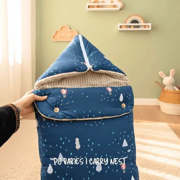 Baby Carry Nest Sleeping Bed with Pillow 15x25 Inches - Image 2