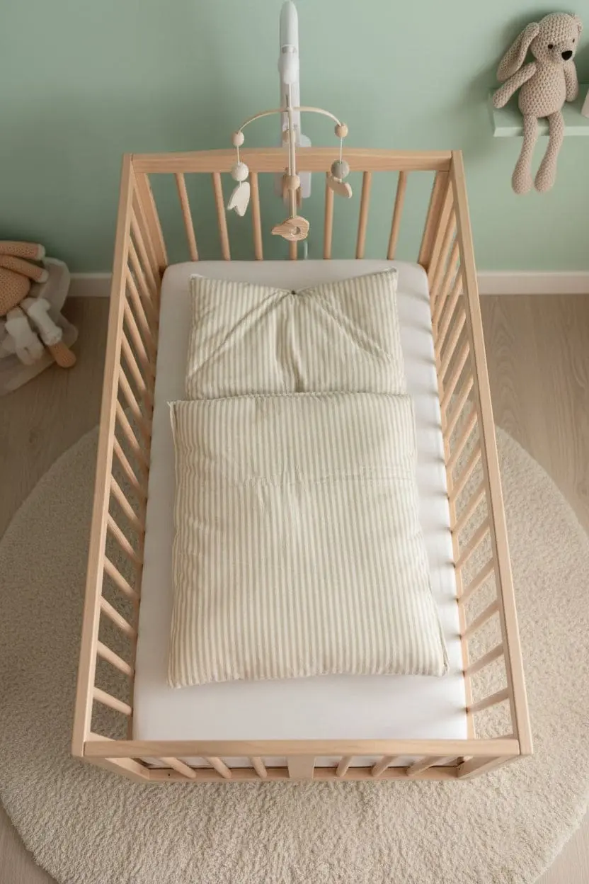 Beige Stripe Cotton Baby Carry Nest Soft Portable Baby Bed