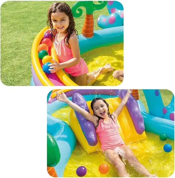 Intex Dino Land Play Center Kids Inflatable Pool 10.5ft with Slide - Image 4
