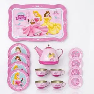 14Pcs Princess Metal Tea Set for Kids with Portable Storage Case