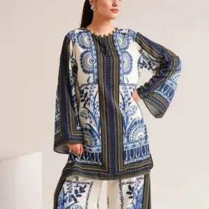 2 Piece Blue Printed Lawn Suit for Women | Summer Casual Collection