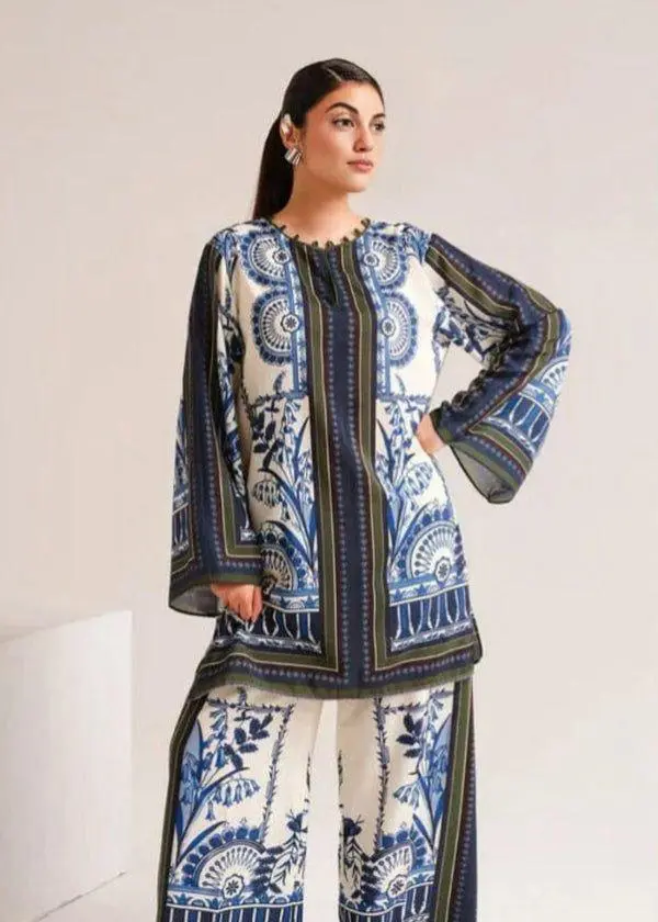 2 Piece Blue Printed Lawn Suit for Women | Summer Casual Collection