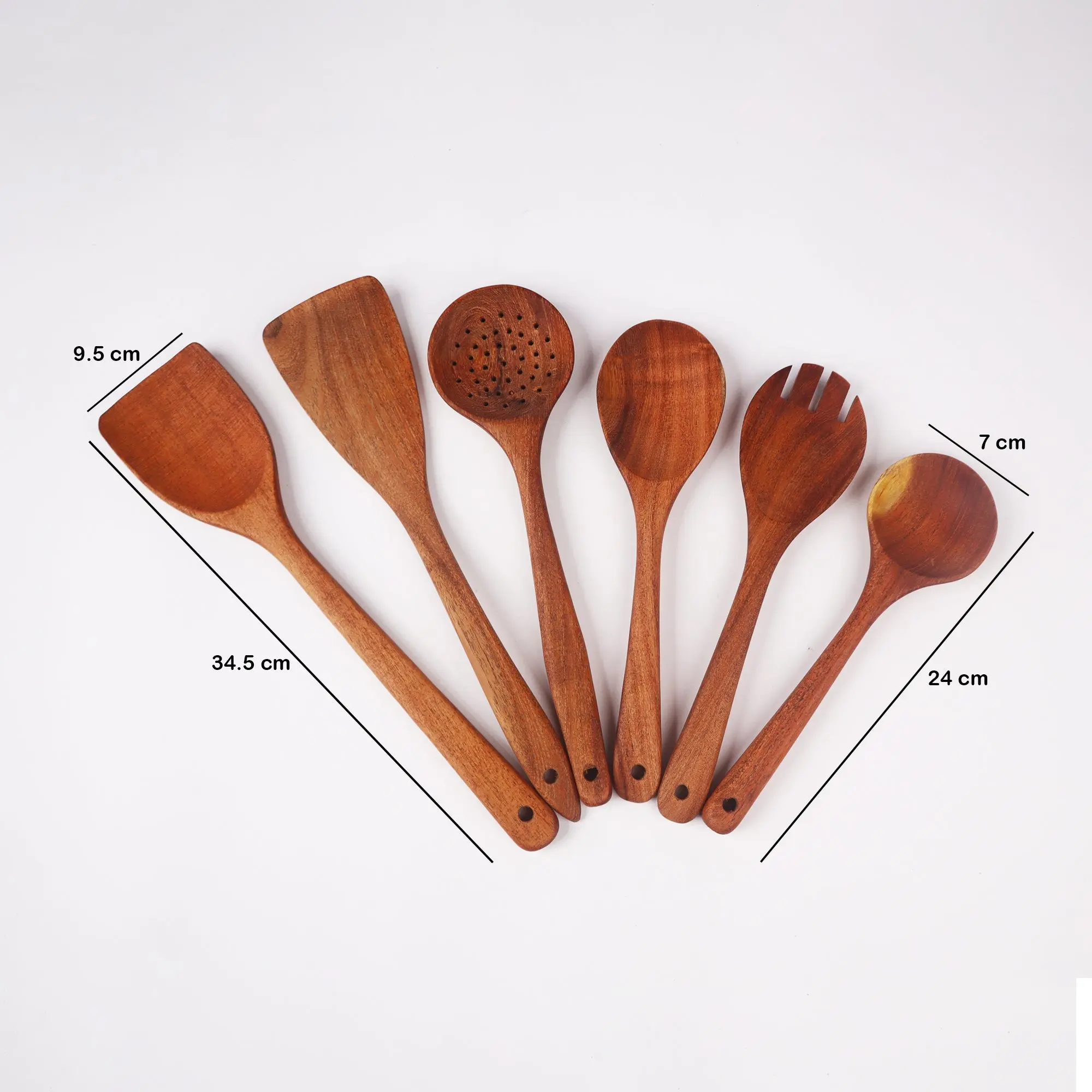 6 Pcs Wooden Spoons for Cooking | Natural Wooden Kitchen Set - Image 2