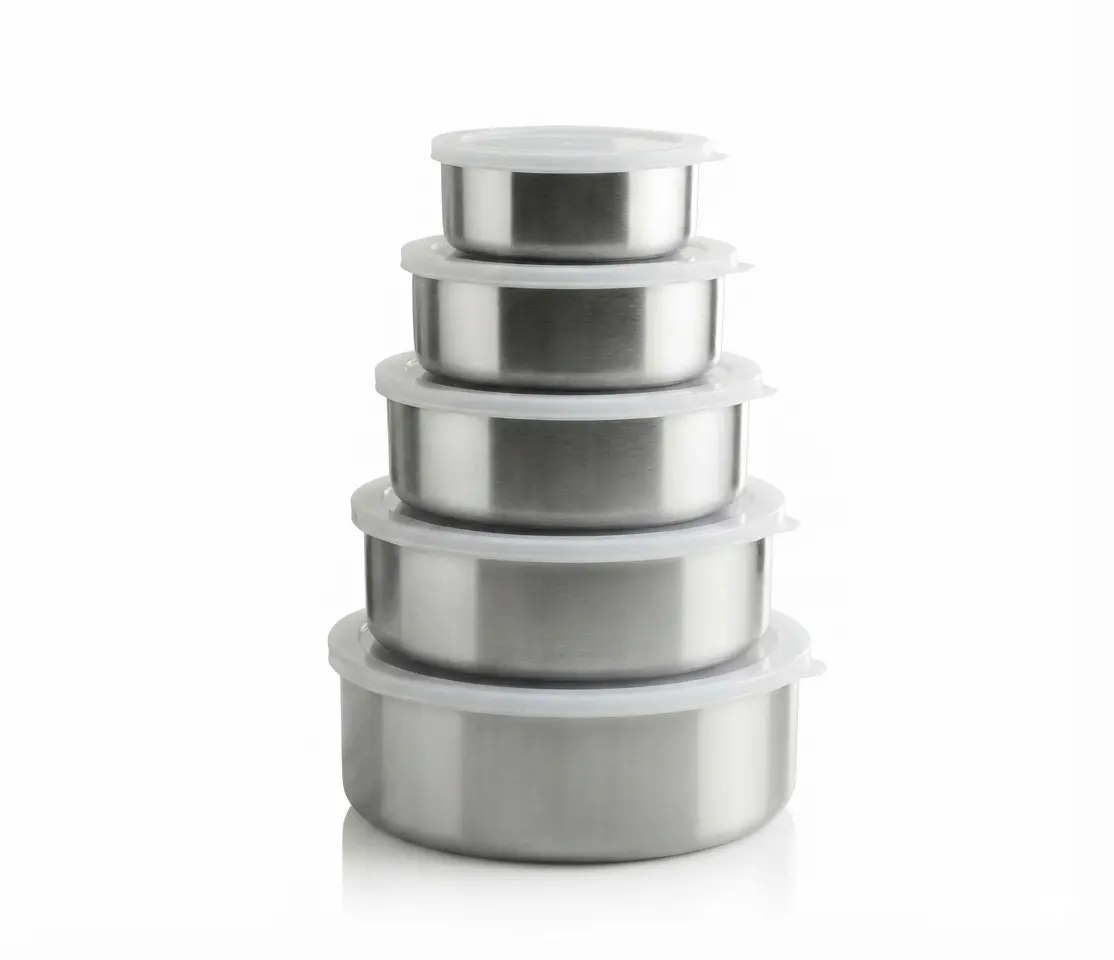 5 Pcs Stainless Steel Fresh Box Set with Airtight Lids