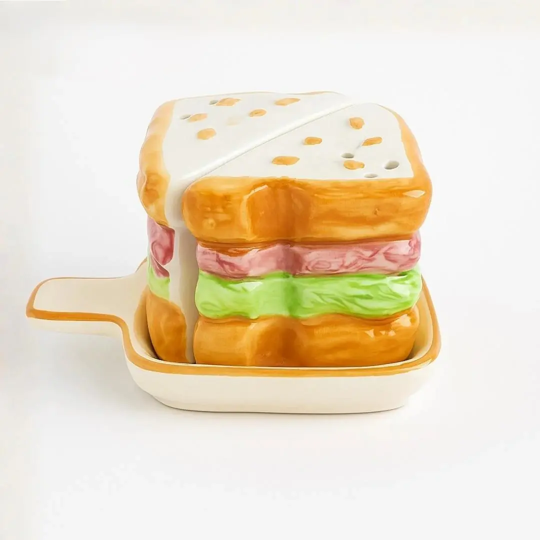 Sandwich Salt and Pepper Set with Tray