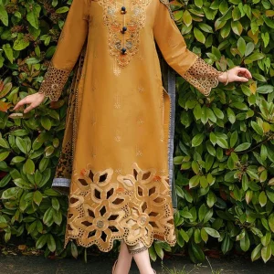 Unstitched Yellow Embroidered 3 Piece Lawn Suit