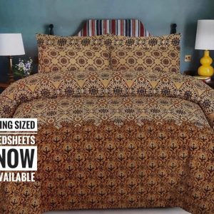 Luxury brown cotton 3-piece bed sheet set with king size sheet and matching pillow covers