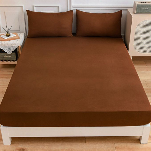 Waterproof Mattress Cover In Cotton Jersey Brown G-811