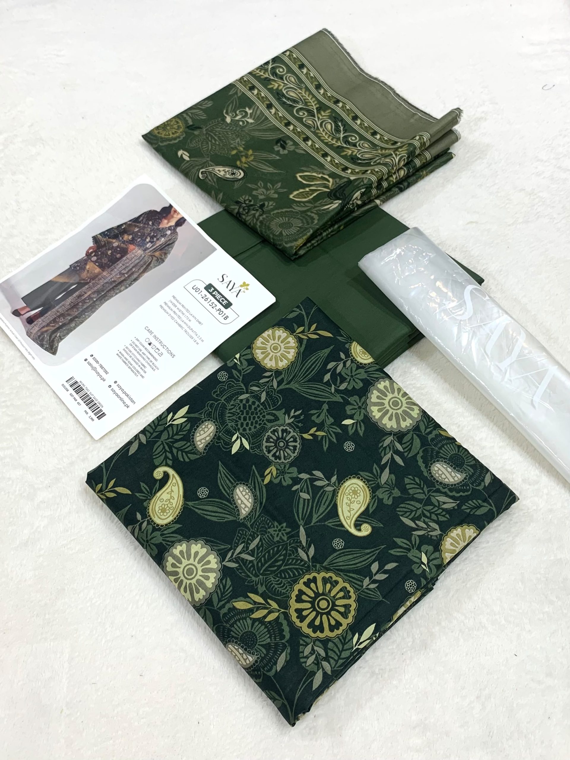 Saya Unstitched Green Printed 3 Piece Lawn Suit