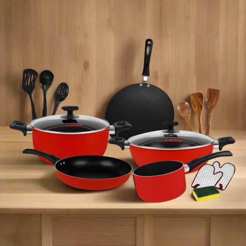 Chef Red Cookware Gift Set 15 Pieces – Non Stick Collection