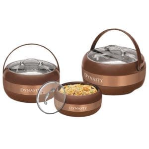 Dynasty Classic 3Pcs Hotpot Set with stainless steel interior and glass lids