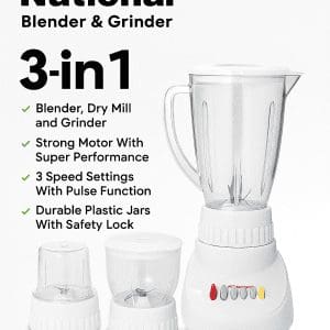 National 3-in-1 Blender & Grinder with jars – Bazarpkr