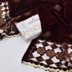 Wedding velvet shawl with stone work and embroidery
