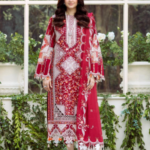 BIN ILYAAS – 3pc Dhanak Winter Suit with Embroidery & Cutwork Shawl